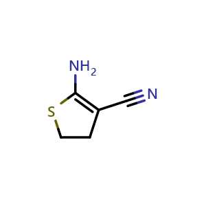 Chemical structure of 2-Amino-4,5-dihydrothiophene-3-carbonitrile , CAS 52989-46-5, AChemBlock AD289217