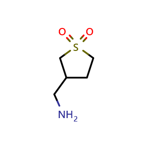 Chemical structure of 3-(Aminomethyl)tetrahydrothiophene 1,1-dioxide , CAS 45697-13-0, AChemBlock AD289219