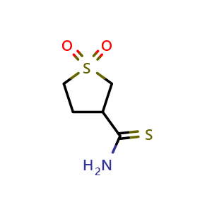 Chemical structure of tetrahydrothiophene-3-carbothioamide 1,1-dioxide , CAS 1184604-39-4, AChemBlock AD289220