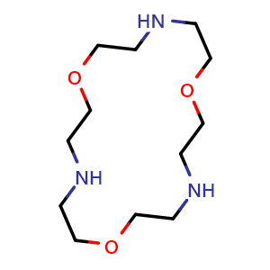 Chemical structure of 1,7,13-Trioxa-4,10,16-triazacyclooctadecane , CAS 296-38-8, AChemBlock AD289221