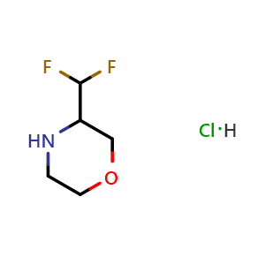 Chemical structure of 3-(Difluoromethyl)morpholine Hydrochloride , CAS 2375261-03-1, AChemBlock AD289234