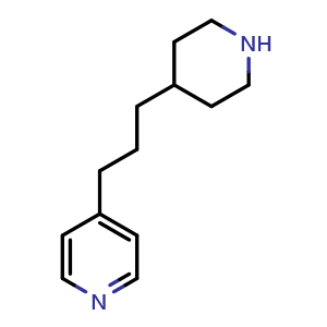 Chemical structure of 4-(3-(Piperidin-4-yl)propyl)pyridine , CAS 897671-13-5, AChemBlock AD289252