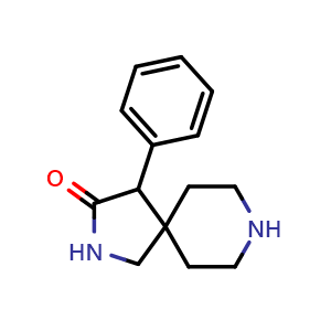 Chemical structure of 4-Phenyl-2,8-Diazaspiro[4.5]decan-3-one , CAS 79139-66-5, AChemBlock AD289255