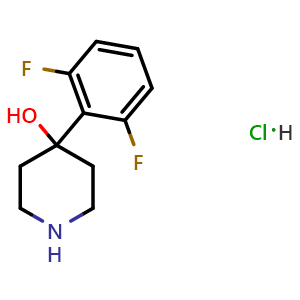 Chemical structure of 4-(2,6-Difluorophenyl)piperidin-4-ol hydrochloride , CAS 1803595-27-8, AChemBlock AD289256