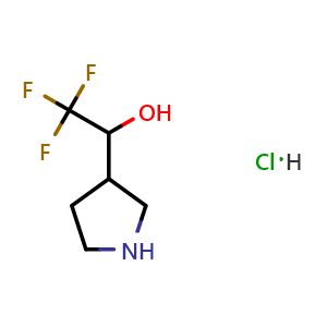 Chemical structure of 2,2,2-Trifluoro-1-(pyrrolidin-3-yl)ethanol Hydrochloride , CAS 1613292-86-6, AChemBlock AD289259