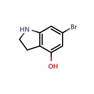 Chemical structure of 6-Bromo-2,3-dihydro-1H-indol-4-ol , CAS 1000342-73-3, AChemBlock AD289265