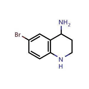 Chemical structure of 6-bromo-1,2,3,4-tetrahydroquinolin-4-amine , CAS 1243328-49-5, AChemBlock AD289266