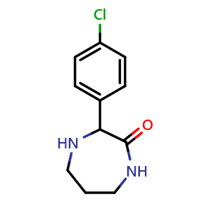 Chemical structure of 3-(4-Chlorophenyl)-1,4-diazepan-2-one , CAS 1512463-43-2, AChemBlock AD289269