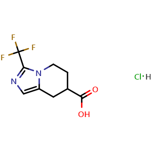 Chemical structure of 3-(Trifluoromethyl)-5,6,7,8-tetrahydroimidazo[1,5-a]pyridine-7-carboxylic acid hydrochloride , CAS 1427380-30-0, AChemBlock AD289275