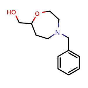 Chemical structure of (4-benzyl-1,4-oxazepan-7-yl)methanol , CAS 1940136-03-7, AChemBlock AD289276