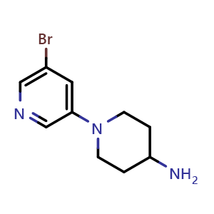 Chemical structure of 1-(5-bromopyridin-3-yl)piperidin-4-amine , CAS 847406-25-1, AChemBlock AD289286
