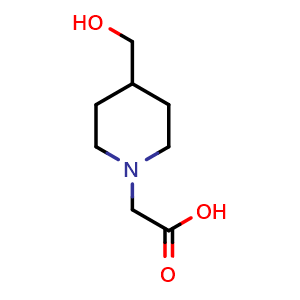 Chemical structure of 2-[4-(Hydroxymethyl)piperidin-1-yl]acetic Acid , CAS 303121-12-2, AChemBlock AD289287