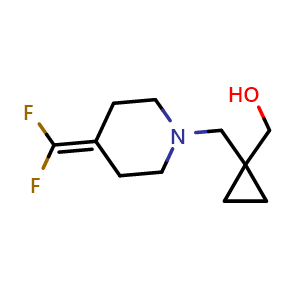 Chemical structure of ({[4-(difluoromethylidene)hexahydropyridin-1-yl]methyl}cyclopropyl)methanol , CAS 3032653-21-4, AChemBlock AD289289