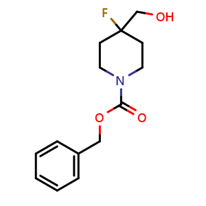 Chemical structure of Benzyl 4-fluoro-4-(hydroxymethyl)piperidine-1-carboxylate , CAS 240400-84-4, AChemBlock AD289290