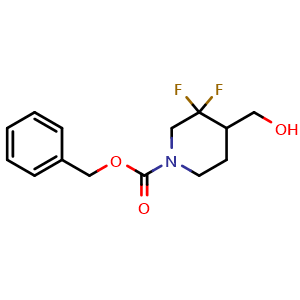 Chemical structure of Benzyl 3,3-difluoro-4-(hydroxymethyl)piperidine-1-carboxylate , CAS 1303973-82-1, AChemBlock AD289294