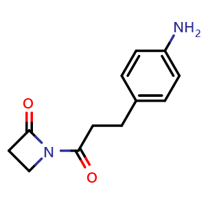 Chemical structure of 1-(3-(4-Aminophenyl)propanoyl)azetidin-2-one , CAS 1024869-25-7, AChemBlock AD289296
