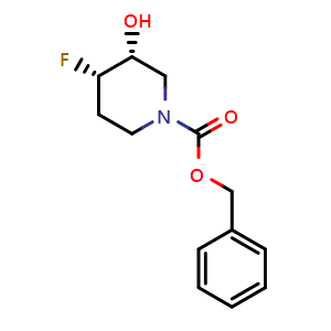 Chemical structure of Phenylmethyl (3R,4S)-4-fluoro-3-hydroxy-1-piperidinecarboxylate , CAS 1932570-97-2, AChemBlock AD289297
