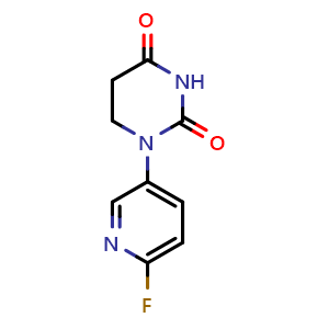 Chemical structure of 1-(6-Fluoro-3-pyridyl)dihydropyrimidine-2,4(1H,3H)-dione , CAS 3062250-90-9, AChemBlock AD289298