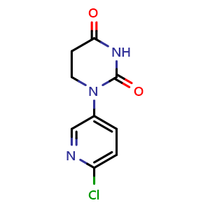 Chemical structure of 1-(6-Chloropyridin-3-yl)dihydropyrimidine-2,4(1H,3H)-dione , CAS 2926651-43-4, AChemBlock AD289299
