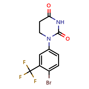 Chemical structure of 1-(4-Bromo-3-(trifluoromethyl)phenyl)dihydropyrimidine-2,4(1H,3H)-dione , CAS 1515923-29-1, AChemBlock AD289301