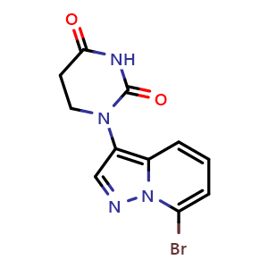Chemical structure of 1-(7-Bromopyrazolo[1,5-a]pyridin-3-yl)dihydropyrimidine-2,4(1H,3H)-dione , CAS 2925096-67-7, AChemBlock AD289302