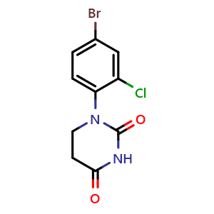 Chemical structure of 1-(4-Bromo-2-chlorophenyl)dihydropyrimidine-2,4(1H,3H)-dione , CAS 1517523-15-7, AChemBlock AD289303