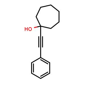 Chemical structure of 1-(2-Phenylethynyl)cycloheptanol , CAS 72946-37-3, AChemBlock AD289315