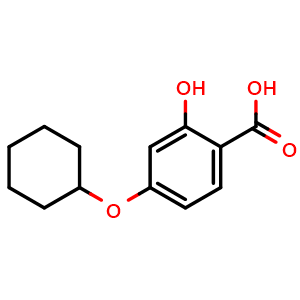 Chemical structure of 4-(cyclohexyloxy)-2-hydroxybenzoic acid , CAS 1243476-50-7, AChemBlock AD289319