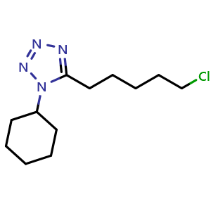 Chemical structure of 5-(5-Chloropentyl)-1-cyclohexyl-1H-tetrazole , CAS 78760-14-2, AChemBlock AD289321