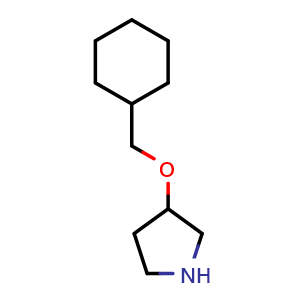 Chemical structure of 3-(cyclohexylmethoxy)pyrrolidine , CAS 933716-94-0, AChemBlock AD289322