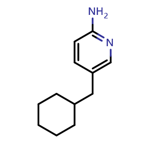 Chemical structure of 5-(Cyclohexylmethyl)pyridin-2-amine , CAS 2377405-77-9, AChemBlock AD289323