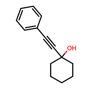 Chemical structure of 1-(Phenylethynyl)cyclohexan-1-ol , CAS 20109-09-5, AChemBlock AD289325