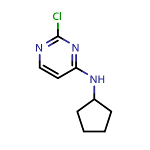 Chemical structure of 2-chloro-N-cyclopentylpyrimidin-4-amine , CAS 868591-58-6, AChemBlock AD289327