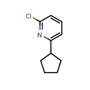 Chemical structure of 2-chloro-6-cyclopentylpyridine , CAS 1369850-52-1, AChemBlock AD289328