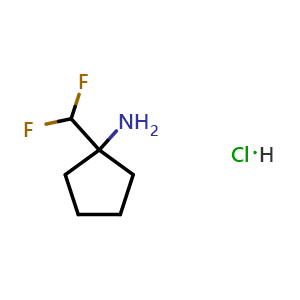 Chemical structure of 1-(difluoromethyl)cyclopentan-1-amine hydrochloride , CAS 1803583-82-5, AChemBlock AD289331
