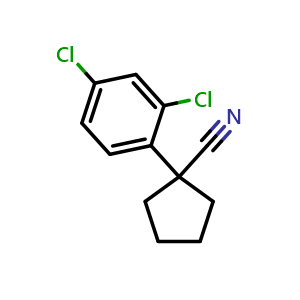 Chemical structure of 1-(2,4-Dichlorophenyl)cyclopentanecarbonitrile , CAS 61023-75-4, AChemBlock AD289332
