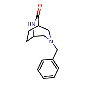 Chemical structure of 3-Benzyl-3,6-diazabicyclo[3.2.2]nonan-7-one , CAS 1272321-70-6, AChemBlock AD289333