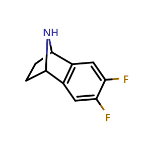 Chemical structure of 6,7-Difluoro-1,2,3,4-tetrahydro-1,4-epiminonaphthalene , CAS 871792-62-0, AChemBlock AD289334