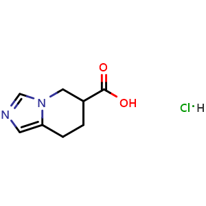 Chemical structure of 5H,6H,7H,8H-Imidazo[1,5-a]pyridine-6-carboxylic acid hydrochloride , CAS 139183-92-9, AChemBlock AD289336