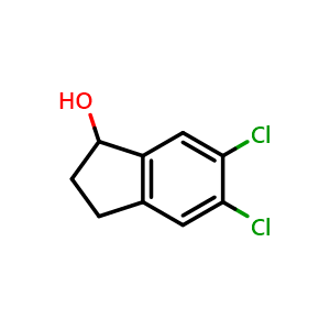 Chemical structure of 5,6-Dichloro-1-indanol , CAS 130569-31-2, AChemBlock AD289343