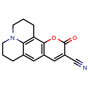 Chemical structure of 11-Oxo-2,3,6,7-tetrahydro-1H,5H,11H-pyrano[2,3-f]pyrido[3,2,1-ij]quinoline-10-carbonitrile , CAS 55804-68-7, AChemBlock AD289348