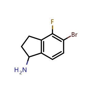 Chemical structure of 5-Bromo-4-fluoro-2,3-dihydro-1h-inden-1-amine , CAS 1273656-61-3, AChemBlock AD289351