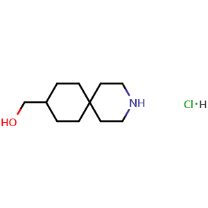Chemical structure of 3-Azaspiro[5.5]undecan-9-ylmethanol hydrochloride , CAS 3049443-86-6, AChemBlock AD289366