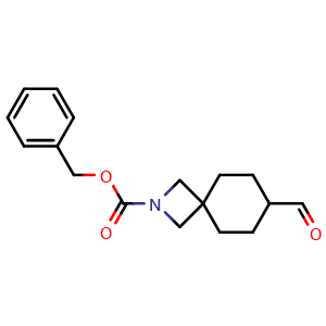 Chemical structure of Benzyl 7-formyl-2-azaspiro[3.5]nonane-2-carboxylate , CAS 3027465-79-5, AChemBlock AD289367