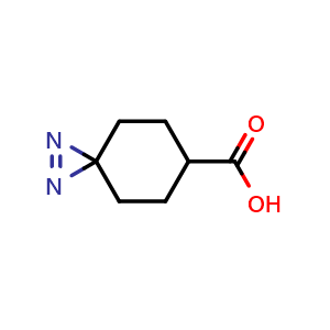 Chemical structure of 1,2-Diazaspiro[2.5]oct-1-ene-6-carboxylic acid , CAS 36908-76-6, AChemBlock AD289368