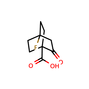 Chemical structure of 4-Fluoro-2-oxobicyclo[2.2.2]octane-1-carboxylic acid , CAS 2930724-64-2, AChemBlock AD289370