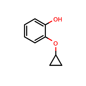 Chemical structure of 2-cyclopropoxyphenol , CAS 851474-43-6, AChemBlock AD289377
