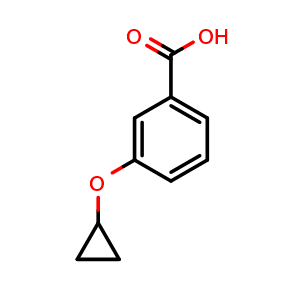 Chemical structure of 3-cyclopropoxybenzoic acid , CAS 1211587-15-3, AChemBlock AD289380