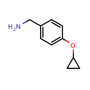 Chemical structure of (4-cyclopropoxyphenyl)methanamine , CAS 1211531-24-6, AChemBlock AD289381