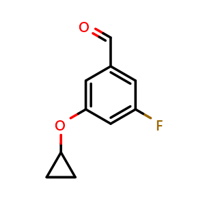 Chemical structure of 3-cyclopropoxy-5-fluorobenzaldehyde , CAS 1243401-13-9, AChemBlock AD289385